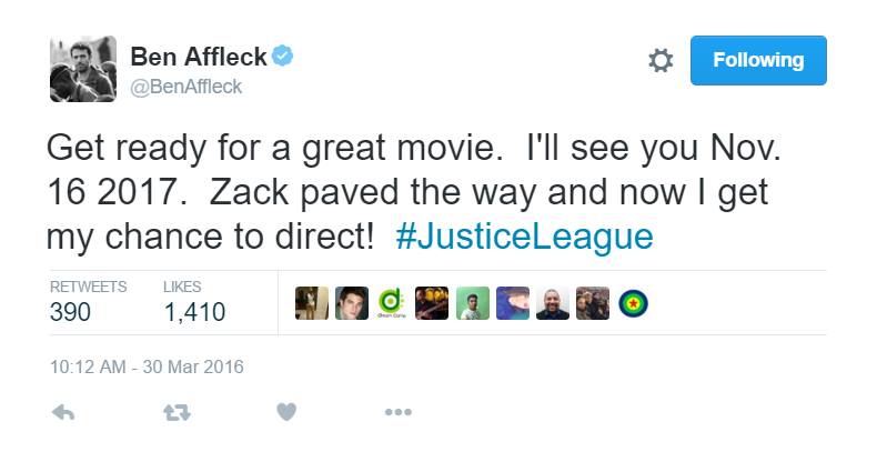 ben affleck fake justice league tweet april fools